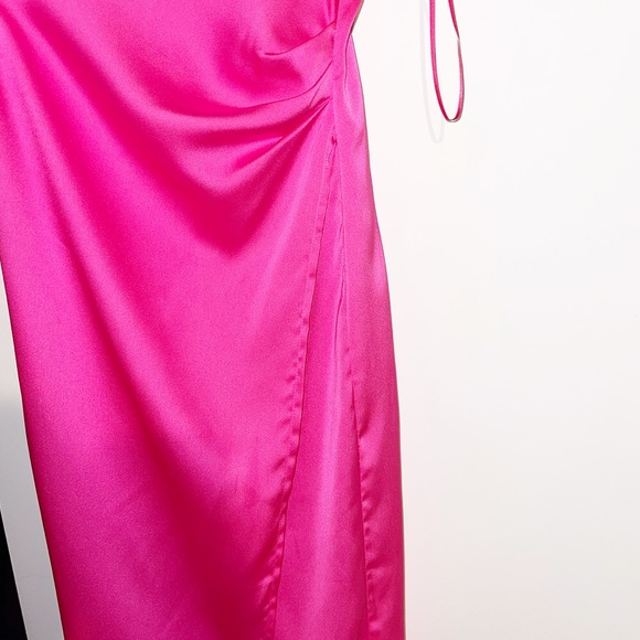 Re:named hot pink satin silk spaghetti strap dress - Picture 6 of 8